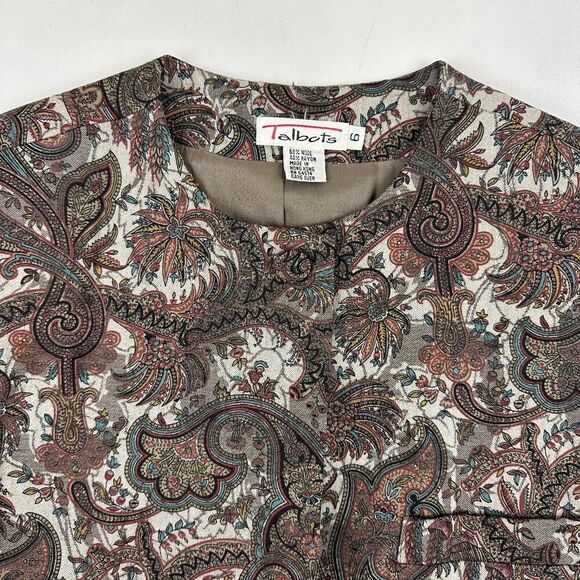 VTG Talbots Floral Paisley Jacket Blazer Padded Shoulder Wool Rayon Blend Sz 6 - Picture 4 of 11
